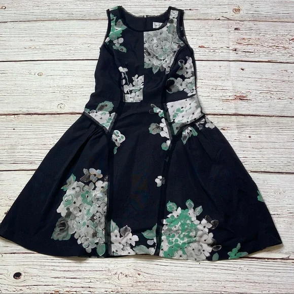 slim fit dress slacks Lottie Black Floral Fit & Flare Dress Black / 3X main image 1